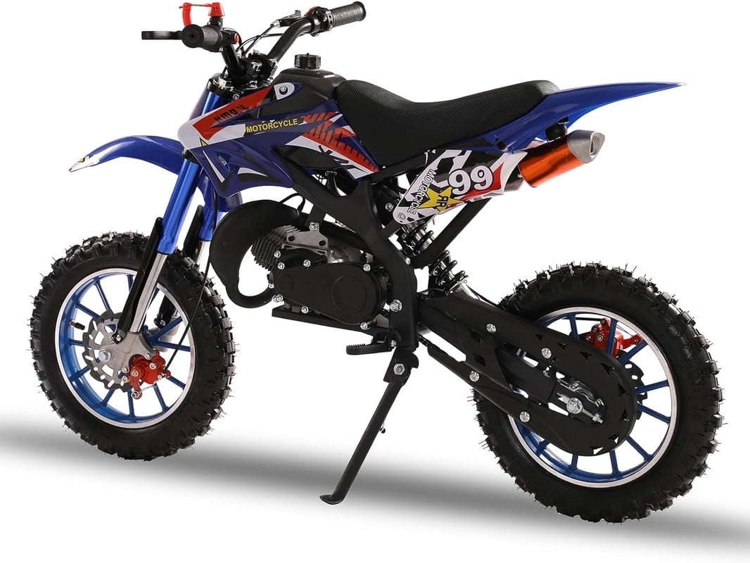 Kids Dirtbike Gas Pitbike, 2 Stroke Dirt Bike 49cc for Kids 6-12, Mini Dirt Bike Gas Dirtbike Motorbike w/Dual Suspension & Dual Disc Brake