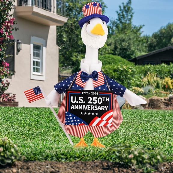 YIBAGA USA Aniversary 250th Porch Goose Outfits, Patriotic 4 of July 1776-2026 Porch Goose Costume Silly Lawn Goose Clothes