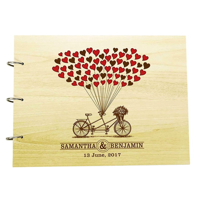 Handmade Personalised Wedding Sign In Guestbook Rustic Wood Engraved Photo Album Scrapbook