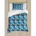 thumbnail image 1 of Abstract Duvet Cover Set Twin Size, Surreal Expressionism Inspired Image Modern Art Stripes Swirls Waves Trippy, Decorative 2 Piece Bedding Set with 1 Pillow Sham, Grey Blue White, by Ambesonne, 1 of 3
