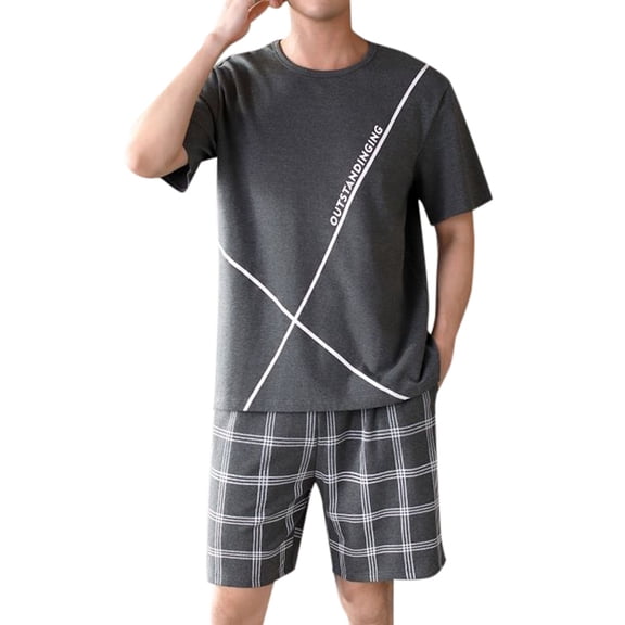 TBWNWG Men's Summer Short Sleeve Pajama Set Comfortable Loungewear Outfit for Indoor and Outdoor Leisure Wear,Sizes 3XL