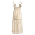 thumbnail image 3 of IBTOM CASTLE Women's Summer Slip Boho Maxi Dress Lace Up Tassel V Neck Flare Wedding Beach Dresses Holiday Outfit Photo Shoot M Beige Tassels, 3 of 7