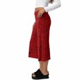 thumbnail image 4 of Cropped Pants Womens Casual Wide Leg Low Rise Fold Over Stretch Gaucho Pants for Summer Sweatpants Beach Holiday Streetwear Deep Red L, 4 of 7