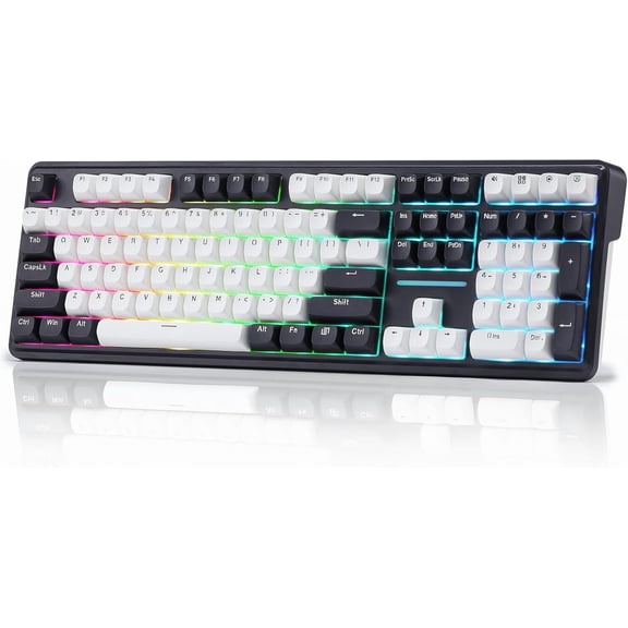 Redragon K745 PRO Wireless Gasket RGB Gaming Keyboard, 108 Keys Mechanical Keyboard w/Extra 4 Hotkeys, Hot-Swap Socket, 5-Layer Noise Dampening, See-Through Round PBT Keycaps, Mint Mambo Switch