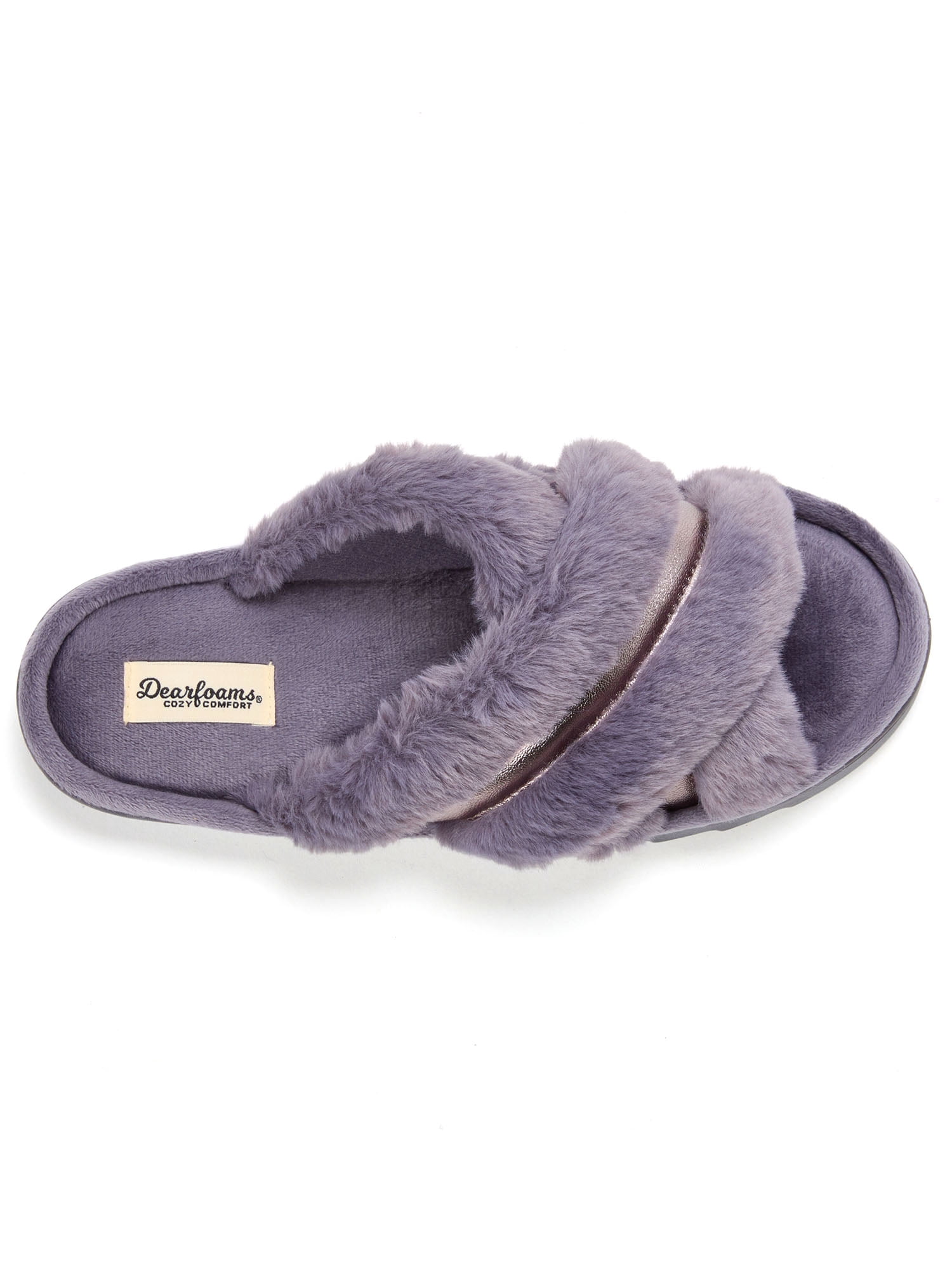 Dearfoams Cozy Comfort Women's Metallic Crossband Slippers