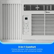 Midea 5,000 BTU Window Air Conditioner, Cools Up To 150 Sq Ft, Remote, Programmable Timer, White