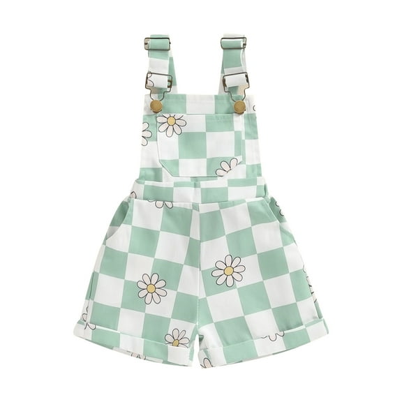 Bagilaanoe Little Girl Summer Jumpsuit Shorts Toddler Sleeveless Checkerboard Floral Romper Overalls 6M 12M 18M 24M 2T 3T 4T 5T 6T Kids Short Pants Summer Clothes
