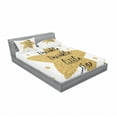 thumbnail image 3 of Saying Bedding Set with Sheet & Covers, Camouflage Inspired Grungy Hand Written Text Stars and Heart, Printed Bedroom Decor 2 Shams, 4 Sizes, Pale Coffee Black, by Ambesonne, 3 of 3