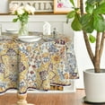 thumbnail image 3 of Boho Bohemia Style Tablecloth 70×70 Inch Round, Yellow Vintage Country Rustic Farmhouse Magical Fall Orange Washable Seasonal Table Cover for Party Picnic Dinner Decor, 3 of 6