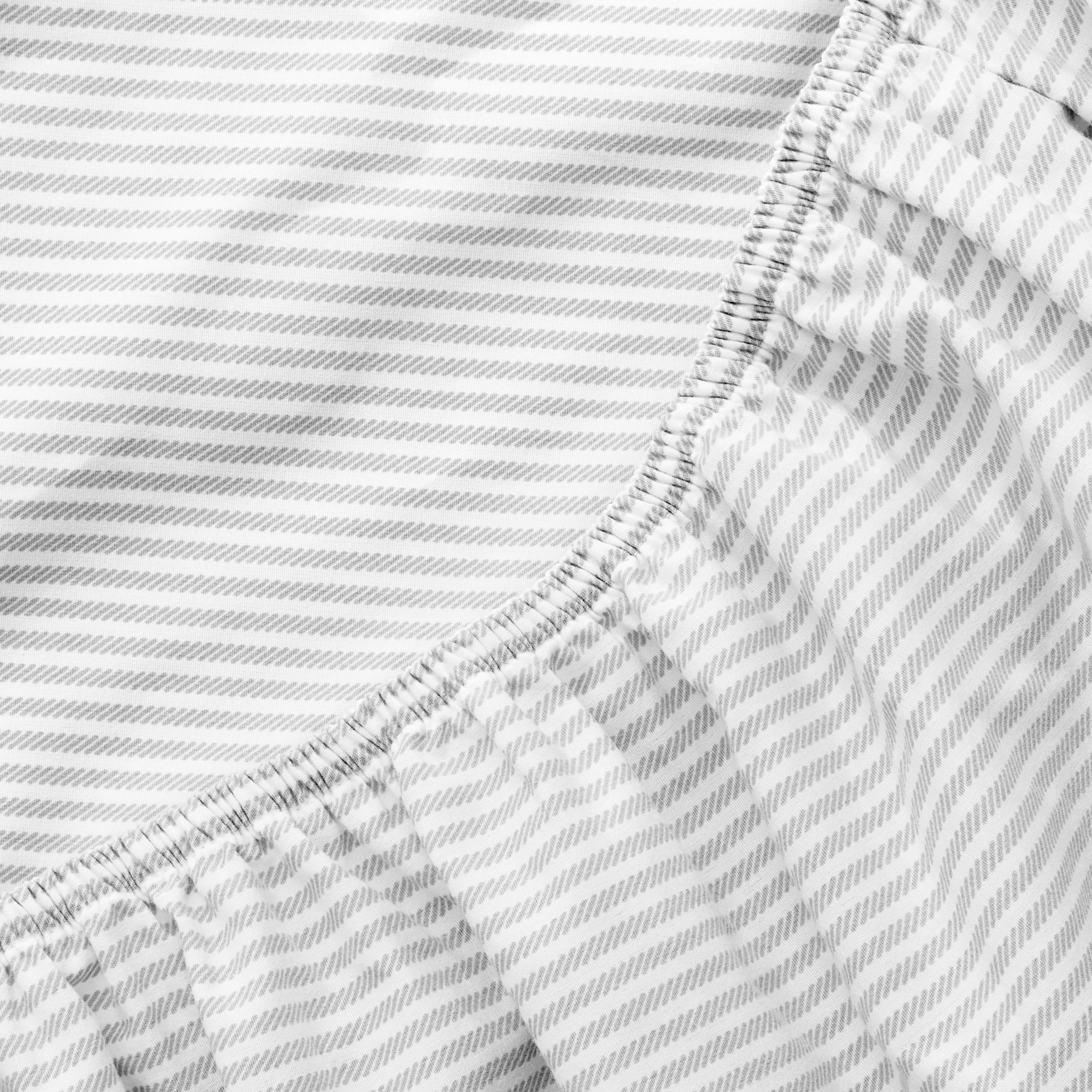 Mainstays 4-Piece 300 Thread Count Grey Stripe- CVC Cotton Blend Bed Sheet Set, King(Adult), King Sheet Set