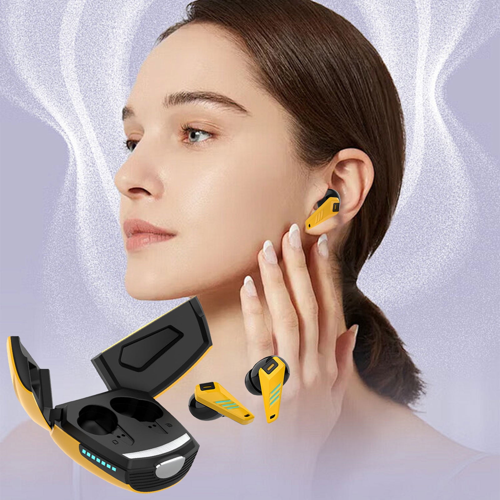 COM1950s Low Latency Bluetooth Headset,Wireless Gaming Headphones with Microphone,Ipx6 Waterproof Sport Earphones for Pc,Hifi Stereo Sound,260 Hours Standby,Bt 5.3,3-Mode Decoding