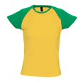 thumbnail image 1 of SOLS - Camiseta de manga corta bicolor modelo Milky para mujer (Dorado/Kelly), 1 of 2