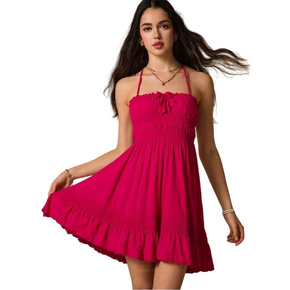 Vestido de playa ForeMode Summer Bodycon con tirantes finos rojo