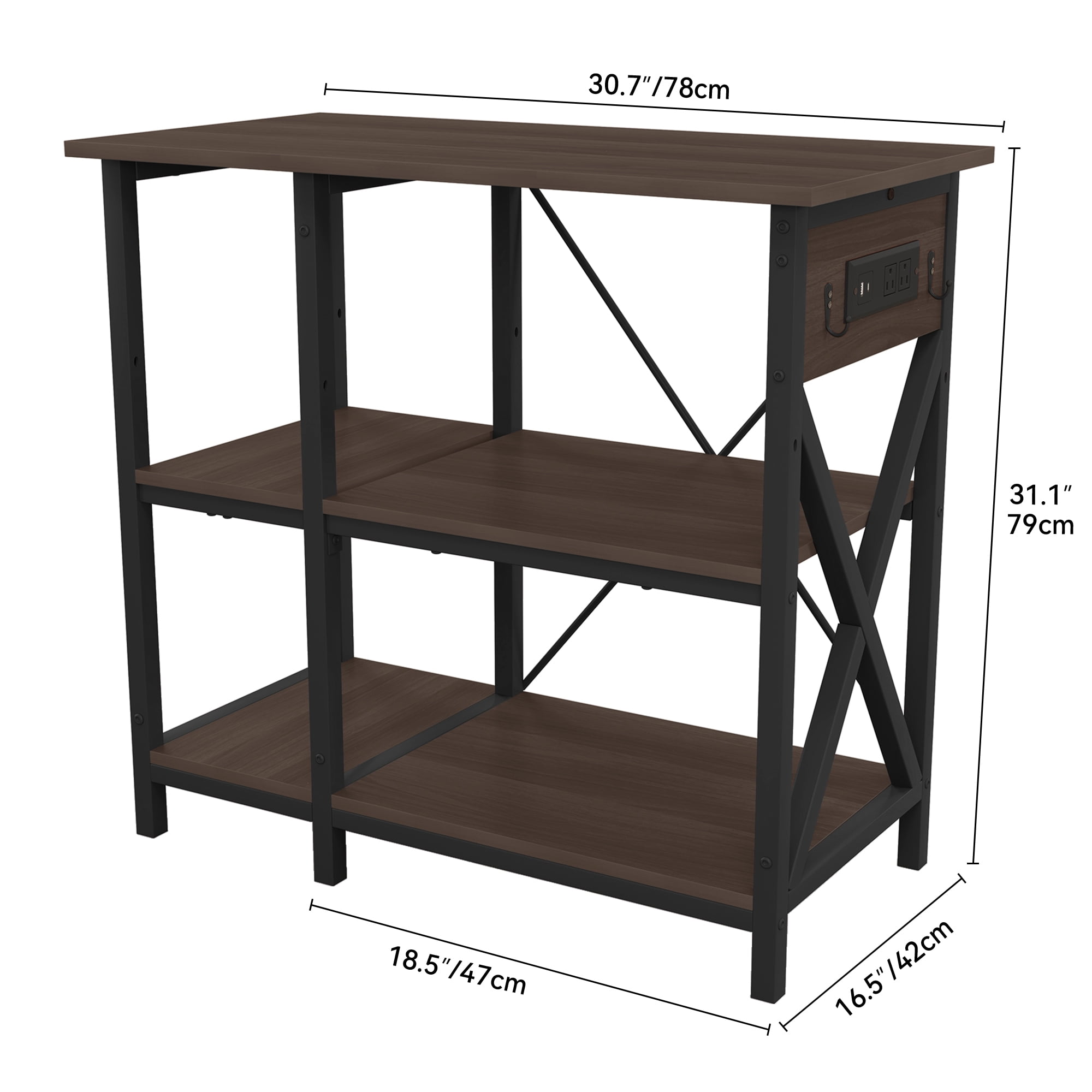 Uforic 10-29-37 Gallon 3-Tier Heavy Duty Metal Storage Fish Tank Stand with Power Outlets, Black
