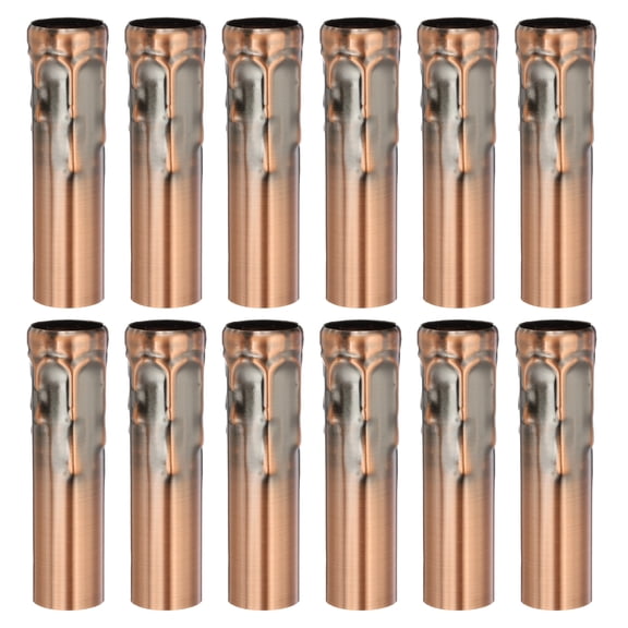 Uxcell 3.94" Tall Candle Covers Sleeves, 12 Pcs Metal E14 Chandelier Socket Sleeves with Dripping Candelabra Base Accessories Bulb Light Base Holder for Lighting Lamps DIY, Red Bronze