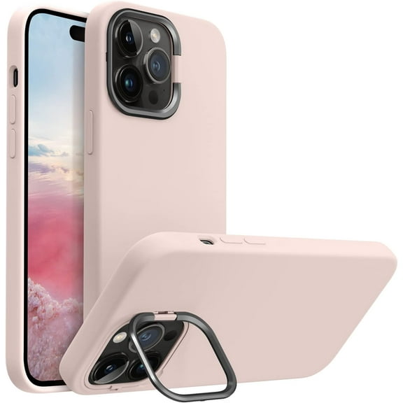 iPhone 14 Pro Max Case with Stand/Kickstand,Silicone Shockproof Slim Thin Phone Case for iPhone 14 Pro Max 6.7 inch (Pink Sand)