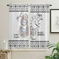 thumbnail image 4 of Tile Texture Flower Clock Coffee Cup Curtains Home Decor Living Room Kitchen Balcony Room Window Curtain Bedroom Decoration, 4 of 7