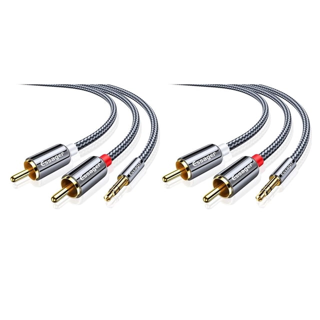 Methold RCA Cable de Audio Jack 3,5 a 2 RCA Cable 3,5mm Jack a 2RCA Splitter Cable para TV PC amplificadores DVD Cable de altavoz 1m 2piezas