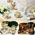 thumbnail image 4 of 20 Pcs Porcelain Tea Set with Metal Holder and Spoon Adult Ceramic Tea Party Set European Flower Painting Teapot Cup Saucer Spoon Set for Women, Large Version(Fresh Style), 4 of 6