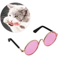 thumbnail image 1 of Lunettes de Soleil pour Chien Chat, Lunettes de Soleil Rondes en Métal Rétro Classique Prince Princess, Accessoires Photo Jouets, Lunettes de Cosplay pour Petit Chien Chat Enseignant Enterrement de Vie de Jeune Fille (Rose), 1 of 5