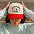 thumbnail image 3 of Country Cowboy Embroidered Trucker Hat, Adjustable Snapback Cap with Horse Graphic and Western Vibes, Fun and Rugged Statement Hat for Women, 3 of 5