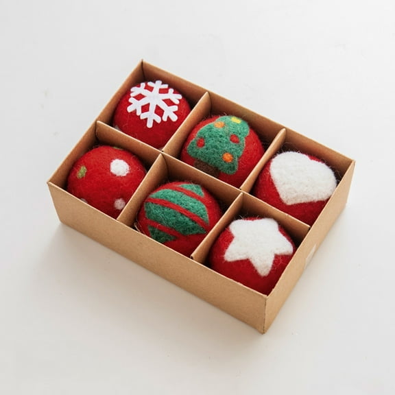 2025 CISIL & 6-Count Christmas Tree Ornaments Wool felt Dark Green Balls 5cm 1.97In
