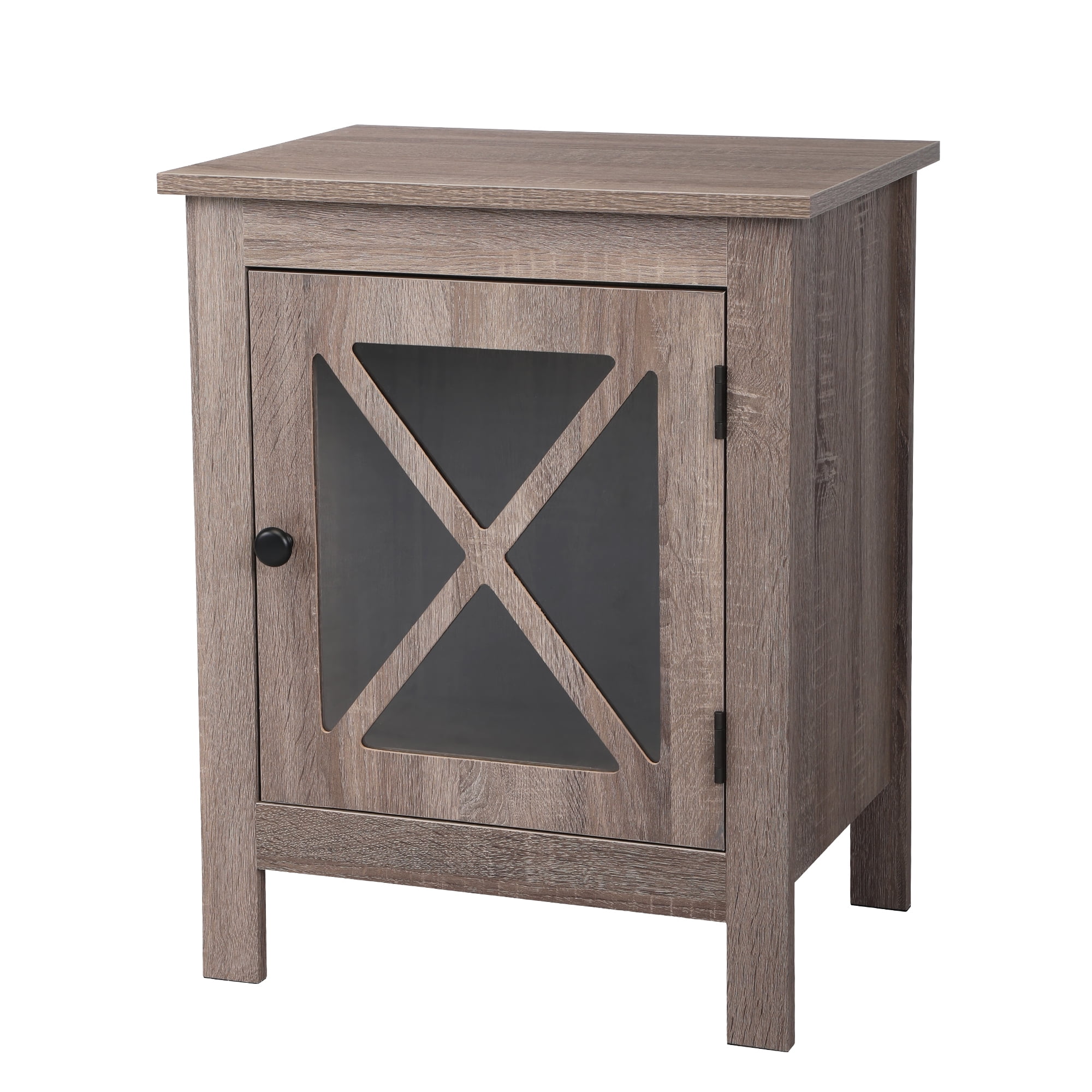 3 Tier X-side End Table/Cabinet Storage with 6 Baskets  in Walnut 
