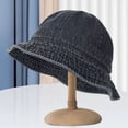 thumbnail image 4 of Visland Fisherman Hat Breathable All Match with Windproof Rope Sun Protection Flat Top Anti-UV Cowboy Wide Brim Foldable Sun Hat Daily Wear, 4 of 6
