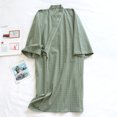 thumbnail image 2 of JTieacloth Nightshirt for Sleeping Woven Washed Checkered Nightgown For Couples Japanese Kimono Nightgown Spring Bathrobe Male Sweat Steamed Robe Green, 2 of 5