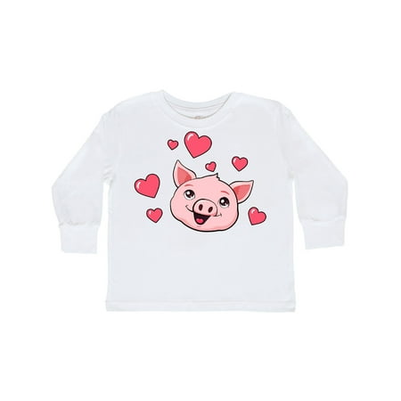 

Inktastic Cute Pig with Hearts Gift Toddler Boy or Toddler Girl Long Sleeve T-Shirt