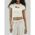 thumbnail image 2 of EYIIYE T-Shirts à Col Rond Aguichant pour Femmes, Manches Courtes, Hauts Courts, Blouses Mignonnes, Imprimé Fruit/grenouille, T-Shirts Ajustés, Mode Décontractée, Vêtements Mode Urbaine pour Adolescentes, Été, Quotidien, 2 of 6