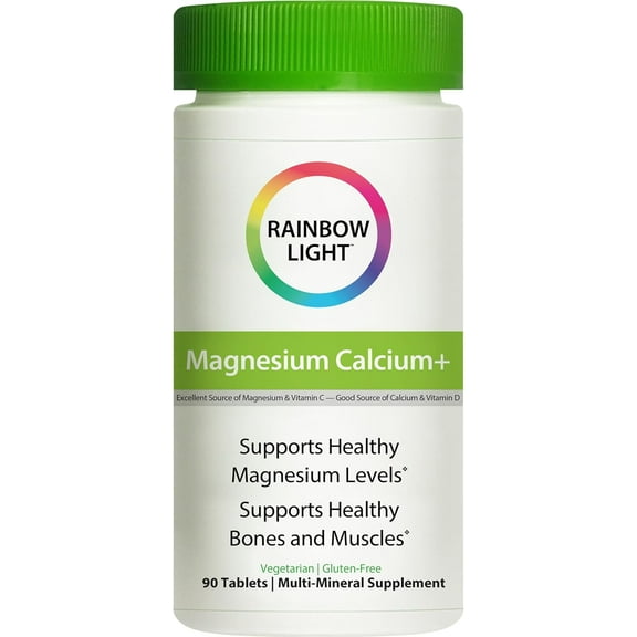 Magnesium Calcium Supplement | 90 Tablets for Men and Women | by Rainbow Light