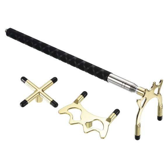 Uxcell Silicone Retractable Billiards Pool Cue Stick Bridge with 3 Types Bridge Heads, Gold