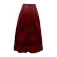 thumbnail image 2 of Wine Satin Hi Low Ruched Ruffle Skirt, 2 of 3