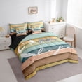 thumbnail image 3 of jejeloiu Camper Camping 7-Piece Twin Bedding Sets,Colorful Old Wooden Bedding Comforter Set,Abstract Geometric Stripe Sheet Sets For Kids,Ultra Soft Home Decor Reversible, 3 of 8