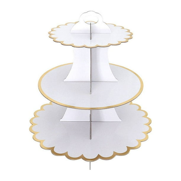 Billuyoard Soporte de pastel de 3 niveles, soporte de exhibición para magdalenas, magdalenas, festivales, bodas, aniversario, fiesta, , bandeja Kits de decoración para fiestas Blanco