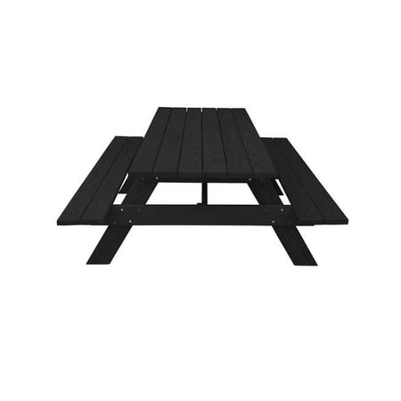 Solid Wood Outdoor Picnic Table, Charcoal