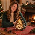 thumbnail image 3 of Christmas Tree Shaped Wooden Village Decoration with Warm Led Light and Reindeer, 1 Piece, Multicolor, for Living Room Shelf Display, Christmas Decoration, 3 of 4