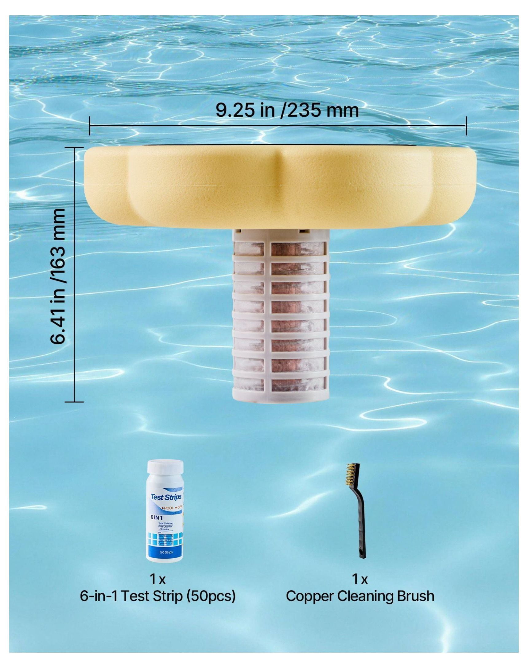 Solar Pool Ionizer for up to 45000 Gal, Copper Pool Purifier