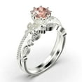 thumbnail image 3 of Beautiful 1.75 Carat Round Cut Morganite And Diamond Moissanite Floral Engagement Ring, Antique Wedding Ring, One Matching Band in 10k Solid White Gold, Gift For Her In Festival Time, Promise Ring, 3 of 3