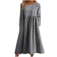 thumbnail image 2 of JUNWELL Dresses For Women  Solid Color Long Sleeved Round Neck Dress With Pocket Up to 65% off, 2 of 6
