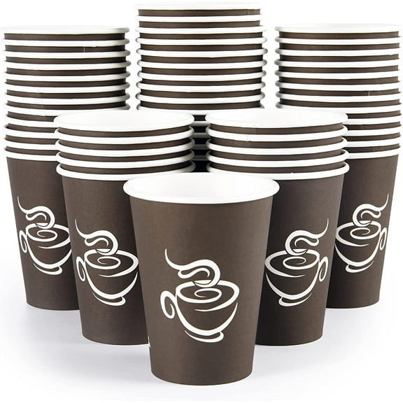 400 Pack 8 oz Paper Cups, Brown Disposable Hot Coffee Cups for Party, Picnic, Travel, and Events