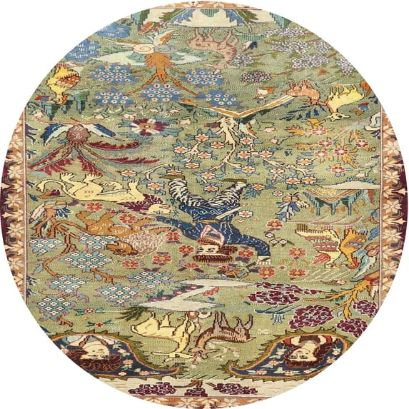 Ahgly Company Indoor Round Traditional Sienna Brown Animal Area Rugs, 3' Round