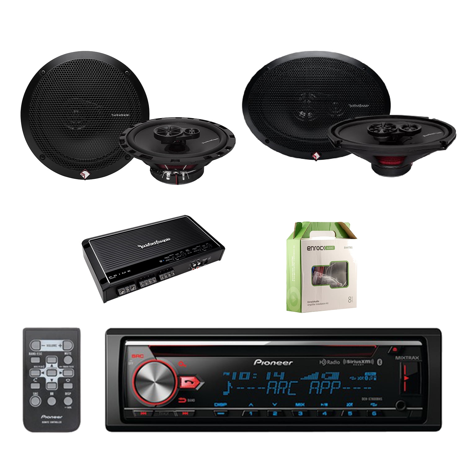 Pioneer CD Bluetooth Receiver W/Enhanced Audio Functions with Rockford Fosgate 6.5 Inch Speakers