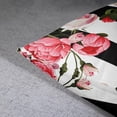 thumbnail image 6 of Set of 2 Floral Throw Pillow Covers Colorful Peony and Roses Black and White Stripes Flowered Pink Abstract Decorative Pillow Case Home Decor Square 18" x 18" Pillowcase, 6 of 6