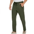 thumbnail image 4 of Muscularfit Men Work Pants Green Zipper Golf Pants Ankle Straight-Leg Slim Flat Front High Waisted Gym Pants,L, 4 of 5