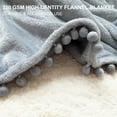 thumbnail image 3 of LOMAO Flannel Blanket Soft Throw Blanket with Pompom Fringe Lightweight Bed Blanket Fit Couch Sofa(70"x 80")(Blue Grey), 3 of 9