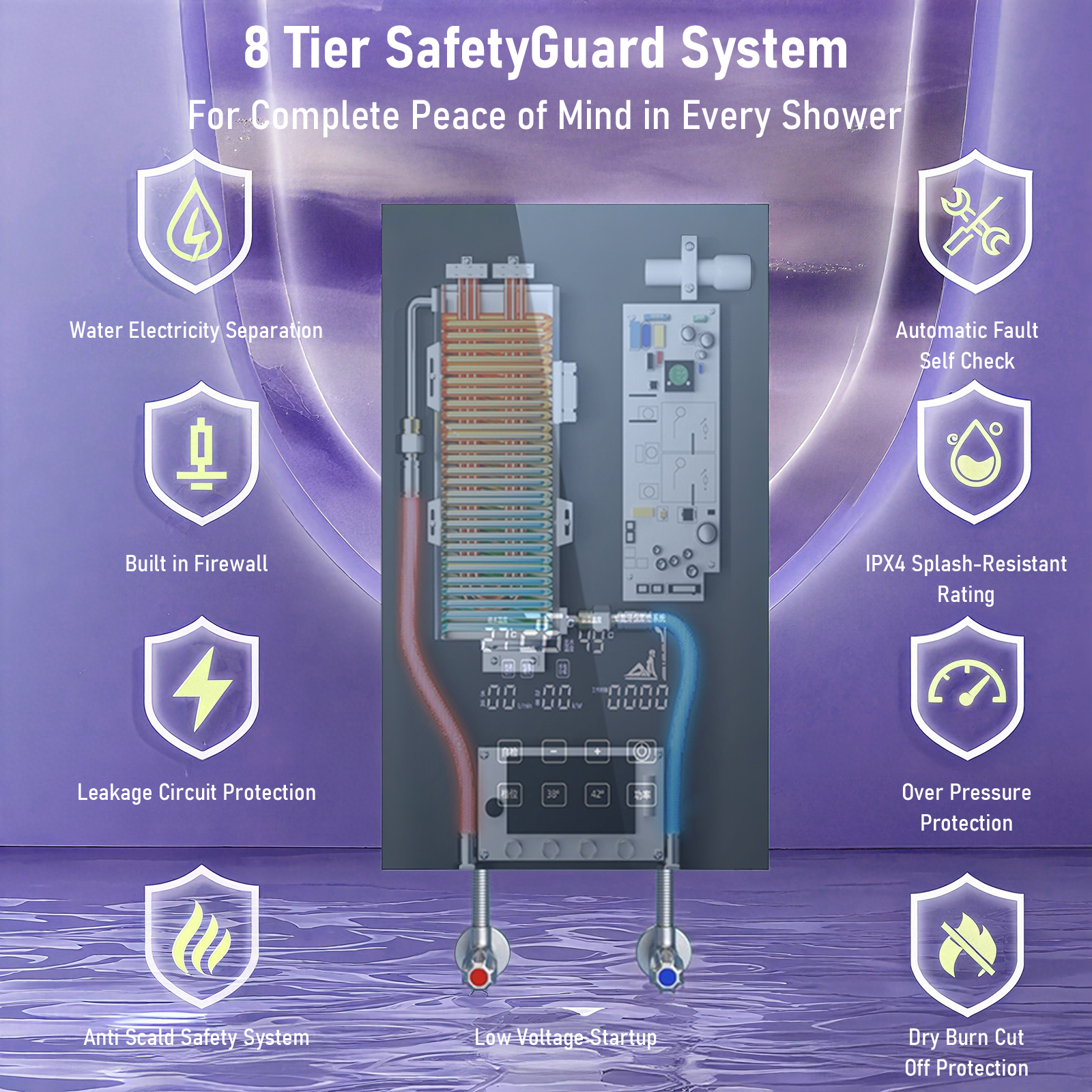 Electric Tankless Water Heater, 6000W 110V Instant Hot On Demand Residential Electric Water Heater with LED Temperature Display for Kitchen rv Whole House Shower Sink