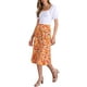 thumbnail image 2 of Faldas Midi Peasant de Mujer INSPIRE CHIC con Cintura Elástica A-Line de Flores Ditsy Naranja Verde M, 2 of 6