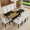 Type 1, variant on Newest 8-Piece Wood and Black Dining Table Set 71x35.4 inch with Storage and 8 White PU Chairs